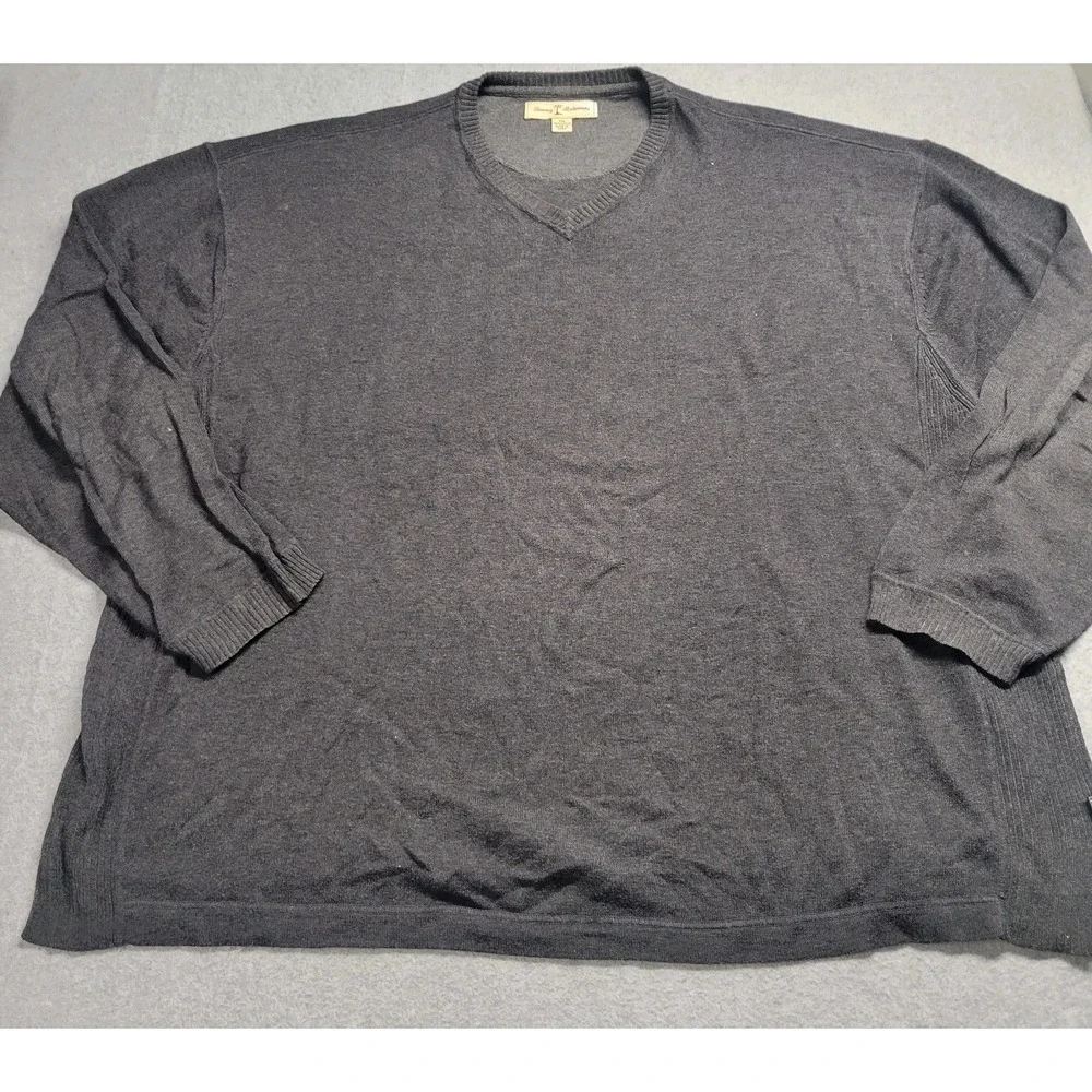 Tommy Bahama Sweater Size XXL Gray V-neck‎ Cardigan 100% Cotton Mens Dress